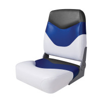Сиденье мягкое складное Premium High Back Boat Seat, бело-синее