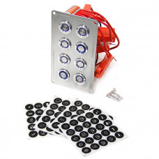 Панель управления 8 ‑ кнопочная 15А с LED‑подсветкой (вкл/выкл), AISI316