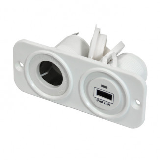 Панель с USB-разъемом 5В/2.4А и прикуривателем, белая