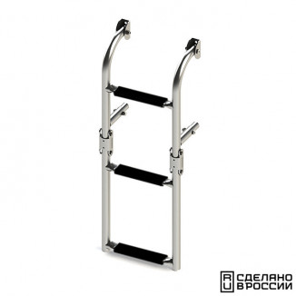 Трап складной с вертикальным креплением, 3 черных ступени (ширина 220 мм.)