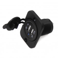 Панель с двойным USB разъемом и подсветкой NEKEKE 12-24V, прямоуг., задняя Панель с двойным USB разъемом и подсветкой NEKEKE 12-24V, прямоуг., задняя