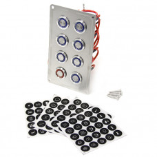 Панель управления 7+1 ‑ кнопочная 15А с LED‑подсветкой (вкл/выкл), AISI304