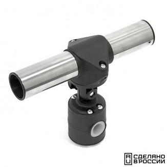 Держатель спиннинга сквозной на леер наклонный, нержавеющая сталь (уц)