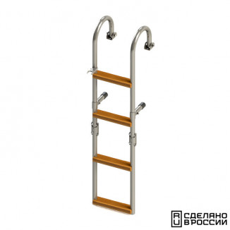 Трап складной с горизонтальным креплением, 4 ступени ироко (ширина 215мм.) Трап складной с горизонтальным креплением, 4 ступени ироко (ширина 215мм.)