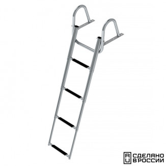Трап телескопический с поручнем, 4 черных ступени (ширина 350 мм.)