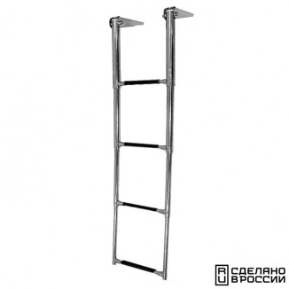 Трап телескопический складной, 4 черных ступени (ширина 320 мм.) AISI 316