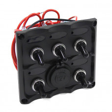 Панель переключателей 5шт с гнездом прикуривателя NEKEKE Панель переключателей 5шт с гнездом прикуривателя NEKEKE