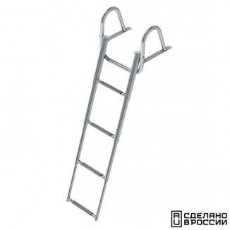 Трап телескопический с поручнем, 4 серых ступеней (ширина 350 мм.)