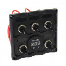 Панель переключателей 5шт с вольтметром NEKEKE Панель переключателей 5шт с вольтметром NEKEKE