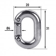 Звено ремонтное для цепи  6мм, нерж. сталь AISI316 Звено ремонтное для цепи  6мм, нерж. сталь AISI316