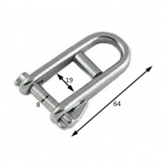 Скоба такелажная с пальцем 8 мм AISI 316 Скоба такелажная с пальцем 8 мм AISI 316