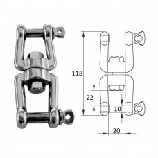 Вертлюг с двумя проушинами 10мм Вертлюг с двумя проушинами 10мм