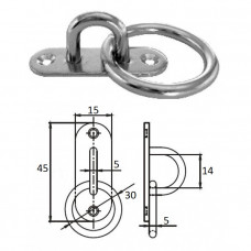 Планка овальная с проушиной и кольцом 5 мм AISI 304 Планка овальная с проушиной и кольцом 5 мм AISI 304
