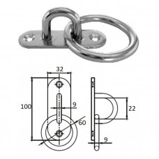 Планка овальная с проушиной и кольцом 9 мм AISI 304 Планка овальная с проушиной и кольцом 9 мм AISI 304