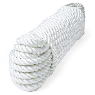 Трос швартовый трех прядный 10мм*9м белый