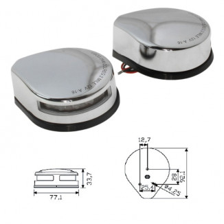 Огни бортовые светодиодные 34х77х92 мм, хромированный корпус