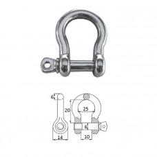 Скоба такелажная подкова с винтовым пальцем  6 мм сталь AISI 316 Скоба такелажная подкова с винтовым пальцем  6 мм сталь AISI 316