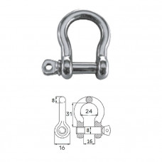 Скоба такелажная подкова с винтовым пальцем  8 мм сталь AISI 316 Скоба такелажная подкова с винтовым пальцем  8 мм сталь AISI 316