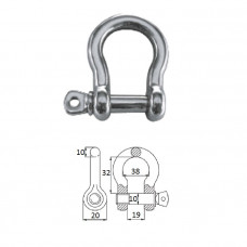 Скоба такелажная подкова с винтовым пальцем 10 мм сталь AISI 316 Скоба такелажная подкова с винтовым пальцем 10 мм сталь AISI 316