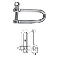Скоба такелажная удлиненная с винтовым пальцем  6 мм сталь AISI 316 Скоба такелажная удлиненная с винтовым пальцем  6 мм сталь AISI 316