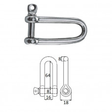 Скоба такелажная удлиненная с винтовым пальцем  8 мм сталь AISI 316 Скоба такелажная удлиненная с винтовым пальцем  8 мм сталь AISI 316