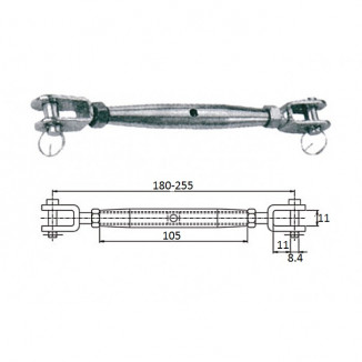Талреп со стопорн.болт М 8 180-255 мм