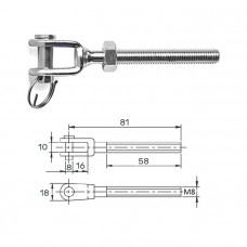 Зажим талрепа М 8 левая резьба Зажим талрепа М 8 левая резьба